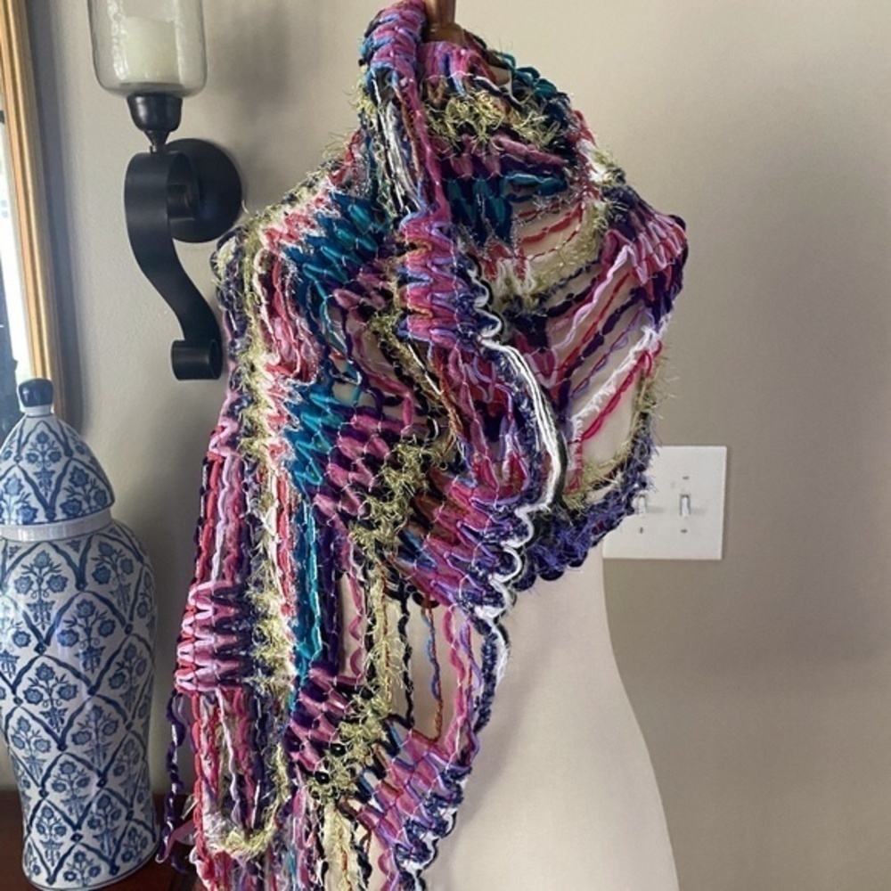 NWT Sweet Pea Crochet Multi Color Scarf
